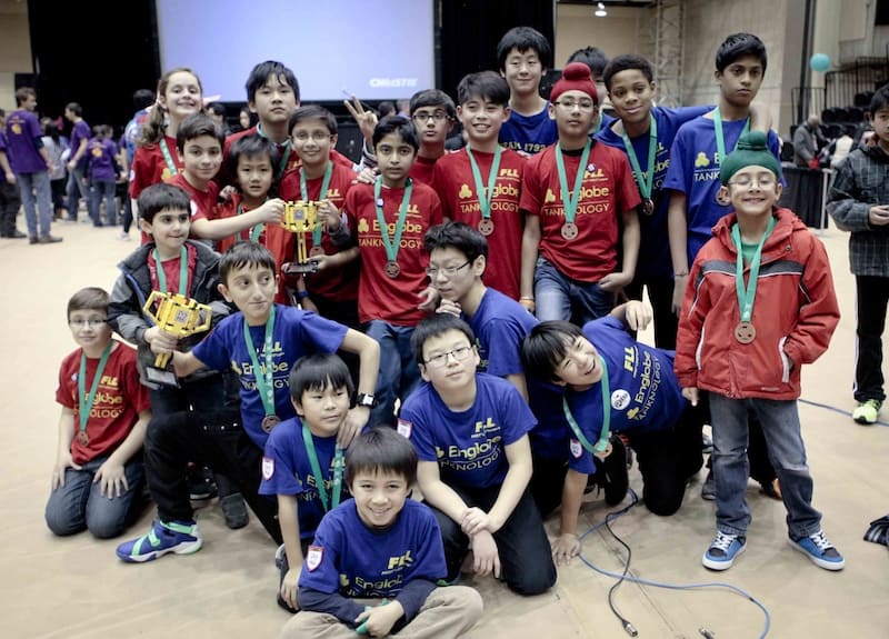 Boswin Robotics students collaborating during the 2016 First Lego League Robotics Competition