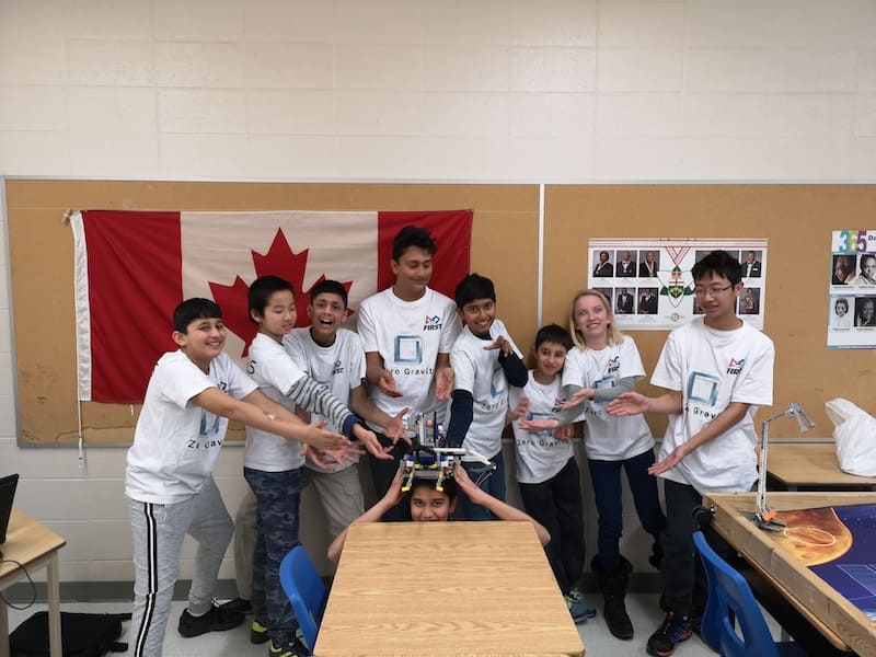 Boswin Robotics students concentrating on their LEGO robot during the 2018 First Lego League Competition